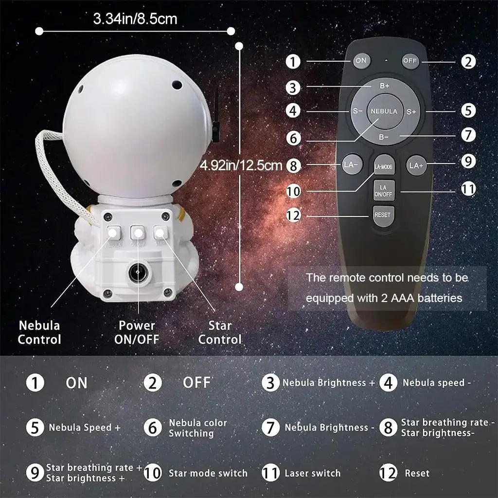 Astronaut Projector Night Light with Remote Control, 1 Count Galaxy Projection Light, Star Projector for Bedroom Playroom Home Theater Ceiling Room