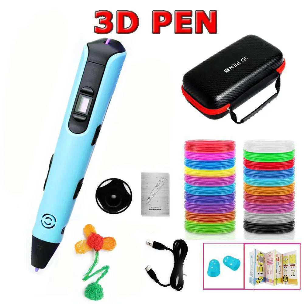 Creative 3D Pen Set (With 9M Filament & Storage Pouch), Professional 3D Printing Tool, Perfect for 3D Craft Hobbyists and Design Professionals